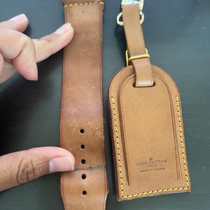 Etiqueta de identificação para mala de couro vachetta Louis Vuitton com etiqueta de identificação e fivela de alça nº 11726