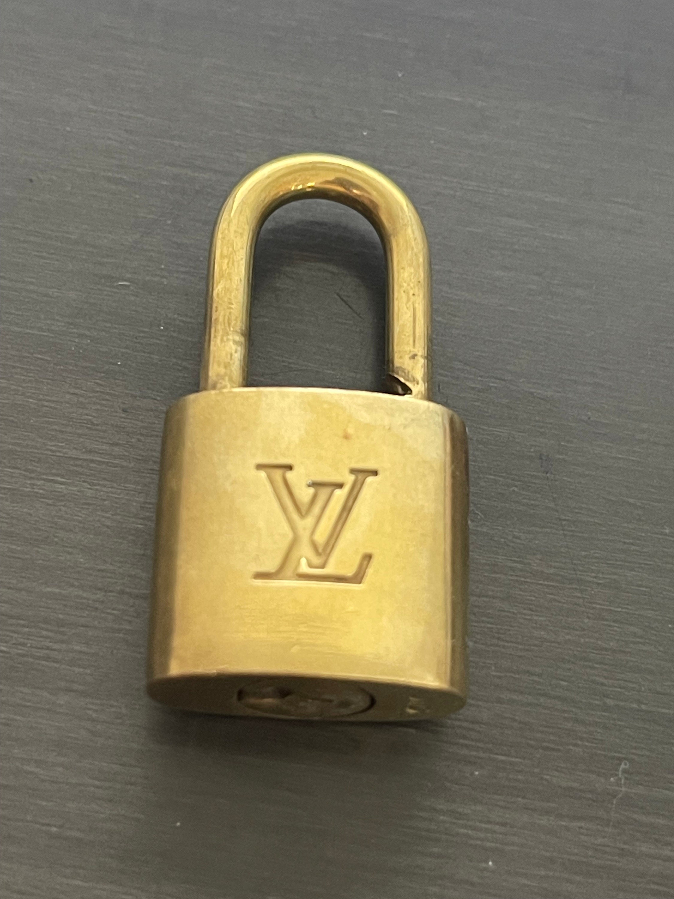 LOUIS VUITTON PadLock Lock & Key Brass Gold Authentic Number 318 No Key  (open)
