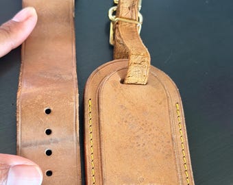 Etiqueta de identificación para equipaje de piel vachetta de Louis Vuitton y hebilla de lazo #12496