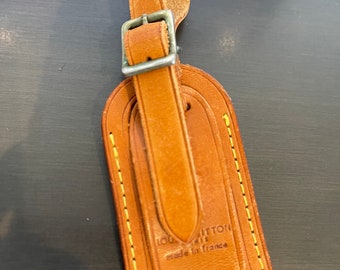 BROKEN Louis Vuitton vachetta leather luggage ID tag small name tag  #10914