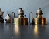 PAIR vintage BRONDBERG TANDRUP Danish Brass oil lamps circa Mid20th - Made in Denmark Danish Modern - Scandinavian design lighting