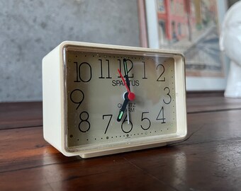 Vintage 1980s POSTMODERN SPARTUS Quartz Alarm Clock - Sleek minimal design //  Dieter Rams Era — Works!