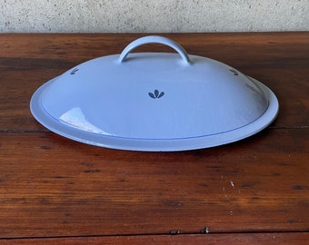 Vintage DRU HOLLAND xxl cast iron enamel oval lid for Dutch Oven - 14.5”L