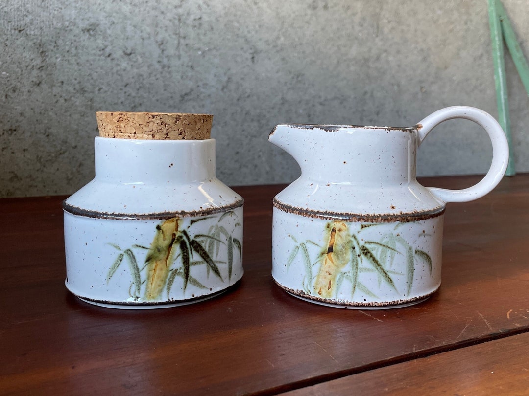 Vintage MIDWINTER Pottery 'RANGOON' Stoneware Creamer + Sugar Bowl W ...