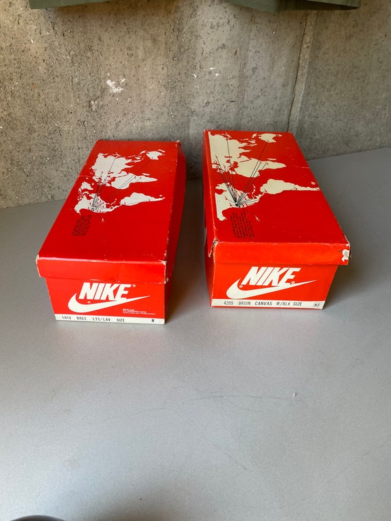 Dedicación Exponer repertorio 2 cajas de zapatos vacías NIKE 1980s vintage con tapa del mapa - Etsy México