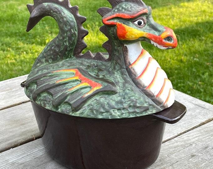 Vintage Rare 1986 MINUTEMAN Stove Cast Iron Enamel Pot W/ Ceramic