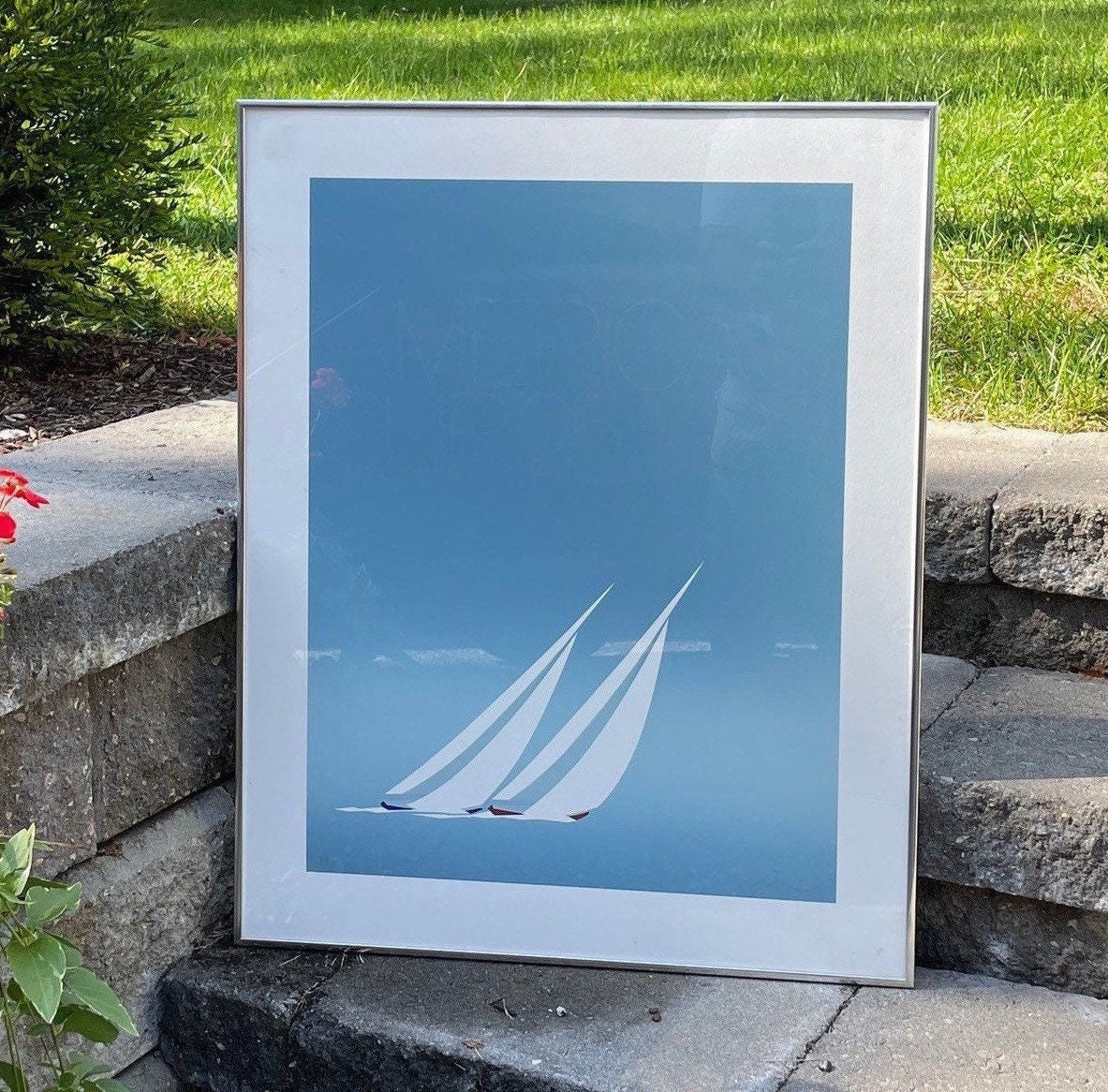 Vintage Signed 1983 AMERICAS CUP DUEL 24x18 Serigraph Framed Vintage Signed 1983 AMERICAS CUP DUEL 24x18 Serigraph Framed