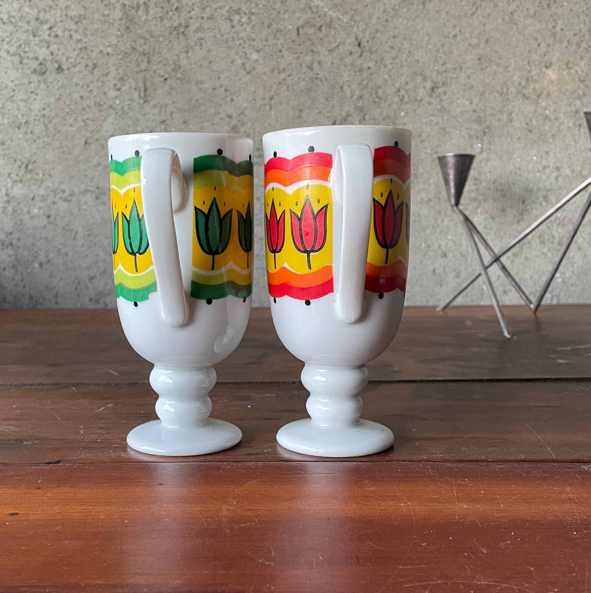 PAIR Mid Century C1960s Tall HOLMAR - Japan Footed Citrus