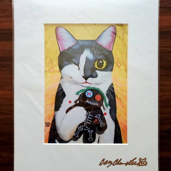 One Eyed Kitty Voodoo Doll Print