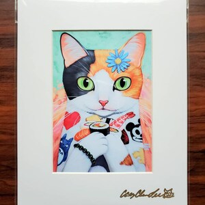 Sushi Lover Cat Art Print