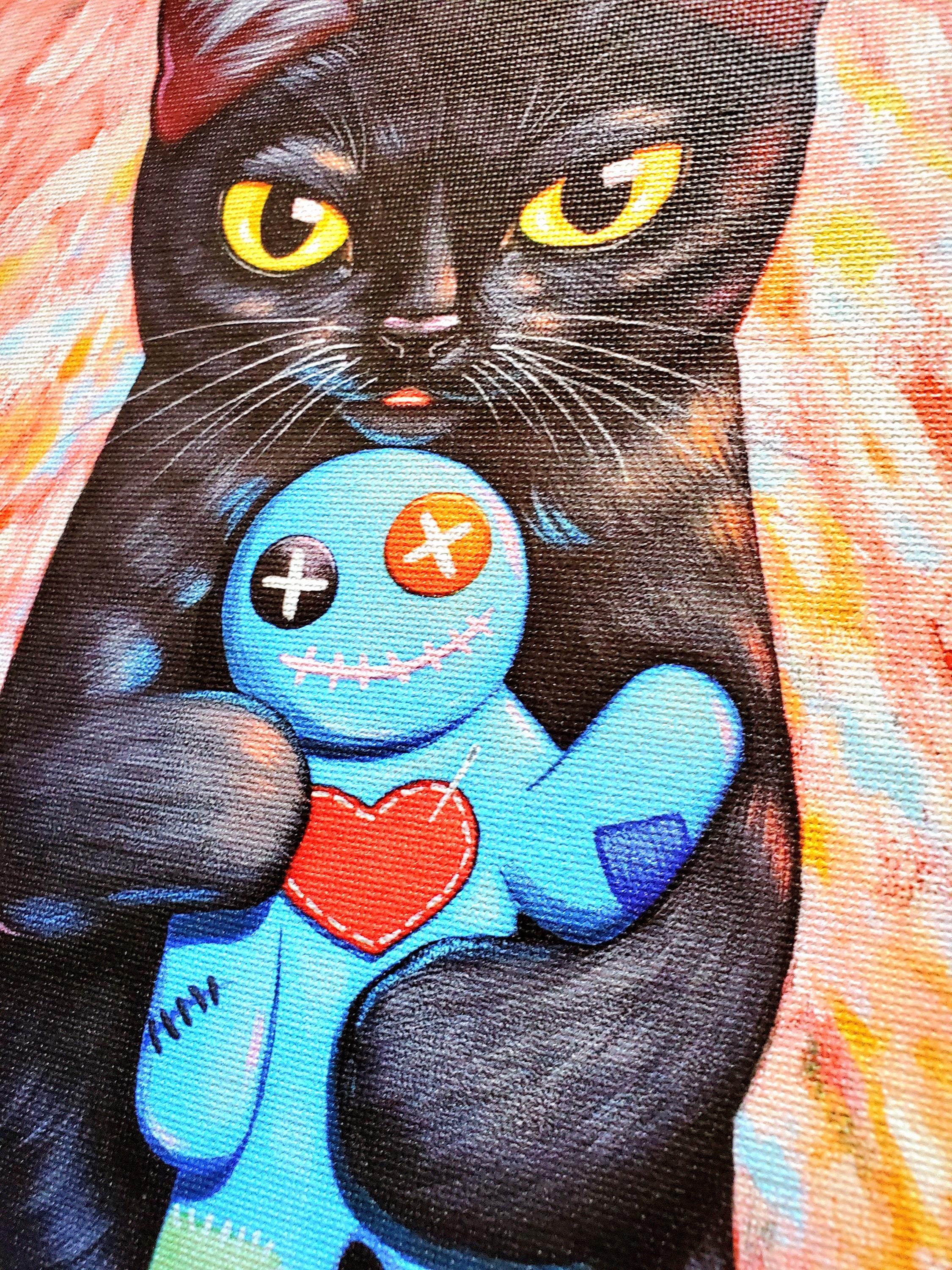 Black Cat Blue Voodoo Doll Canvas Print - Etsy