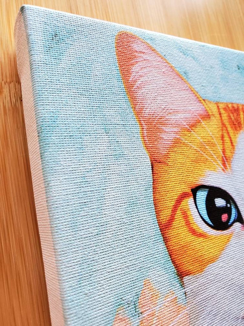 Anchovy Icecream Cat Art Canvas Print Etsy