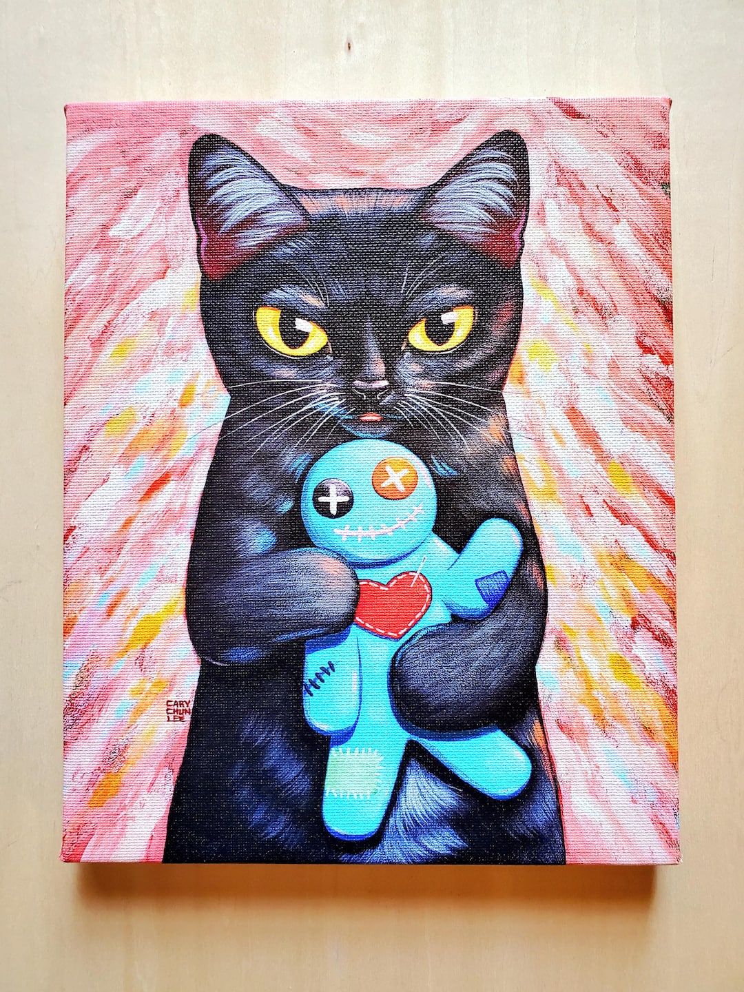 Black Cat Blue Voodoo Doll Canvas Print - Etsy