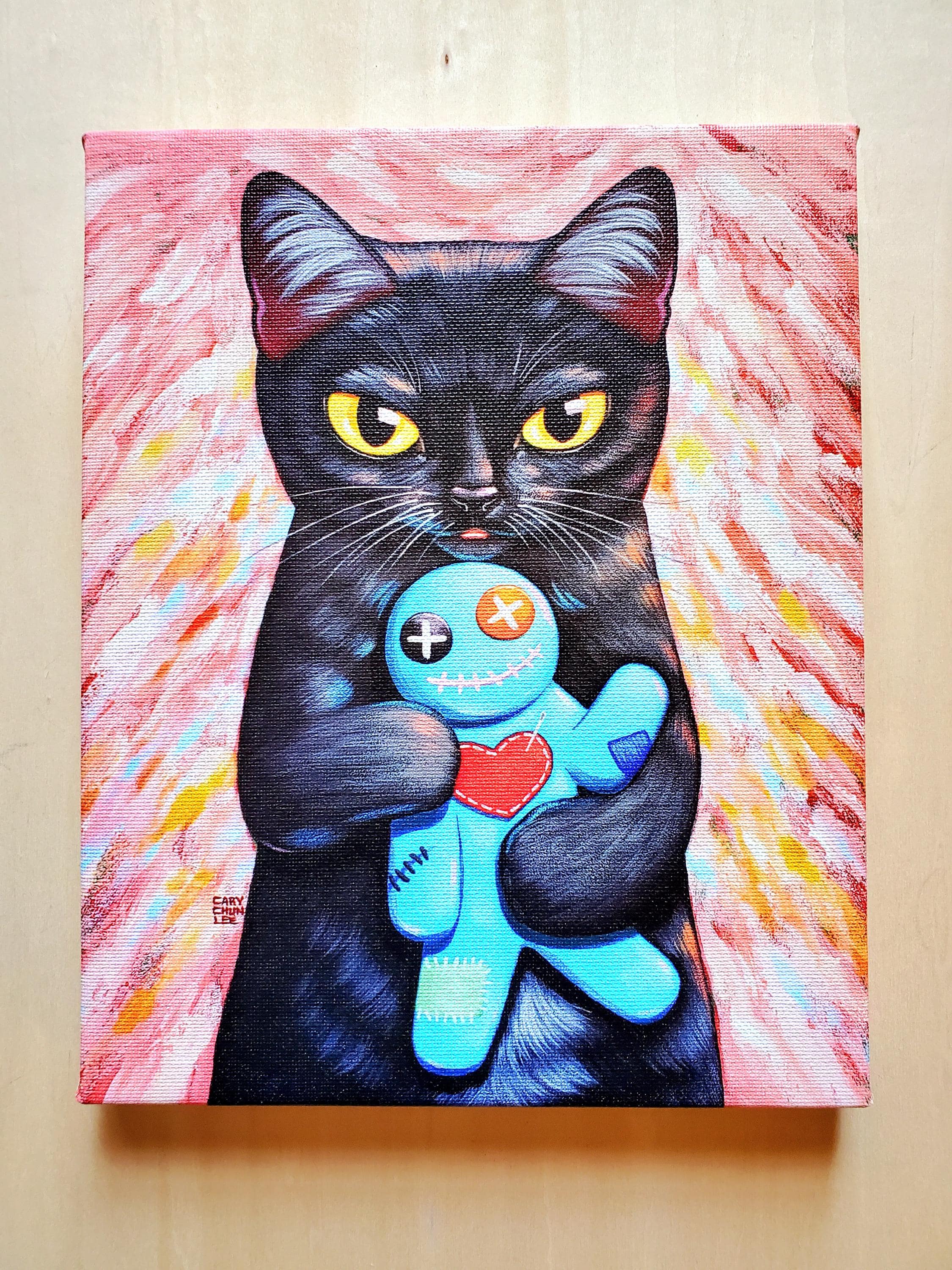 Black Cat Blue Voodoo Doll Canvas Print - Etsy