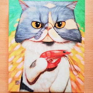 Kitty Loves Shrimp Canvas Print