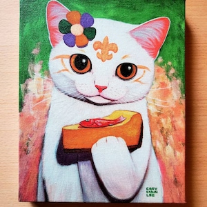 Fish Cheesecake Cat Art Canvas Print