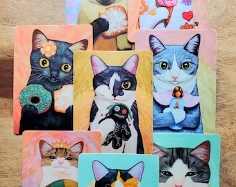 8 Cary Chun Lee Cat Art Vinyl Stickers
