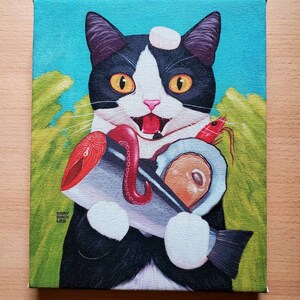 Happy Seafood Cat Canvas Print