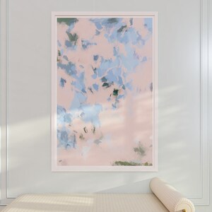 Dove- large pink and blue wall art - multicolor abstract art print