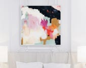 Ruthie, 12x12-36x36in, Abstract Fine Art Print, abstract print, blue abstract, pink abstract