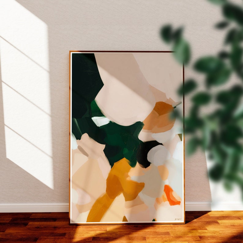 Camden Neutral Green and Tan Wall Art Print Abstract Etsy