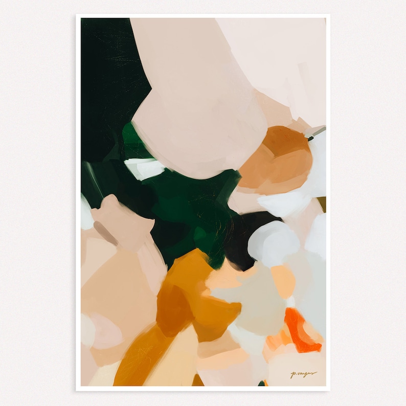 Camden Neutral Green and Tan Wall Art Print Abstract Etsy