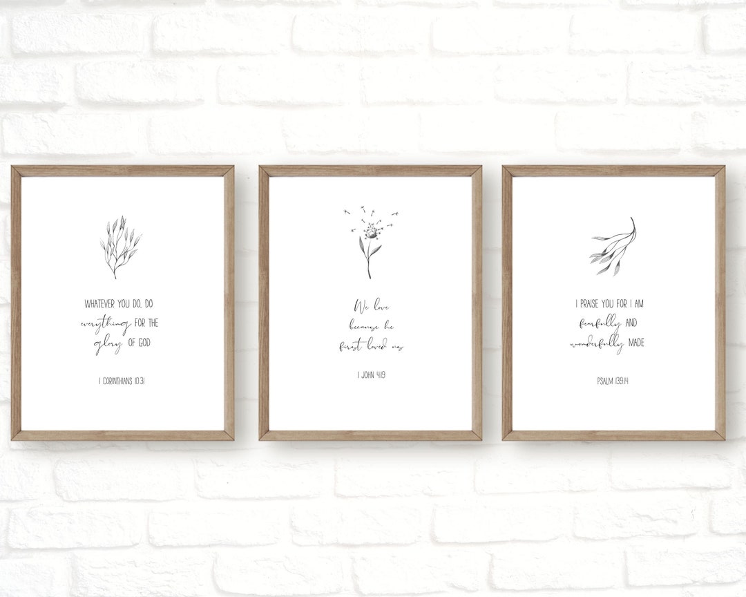 Bible Verse Wall Art, Set of 3 Christian Wall Art, Modern Bible Verse ...
