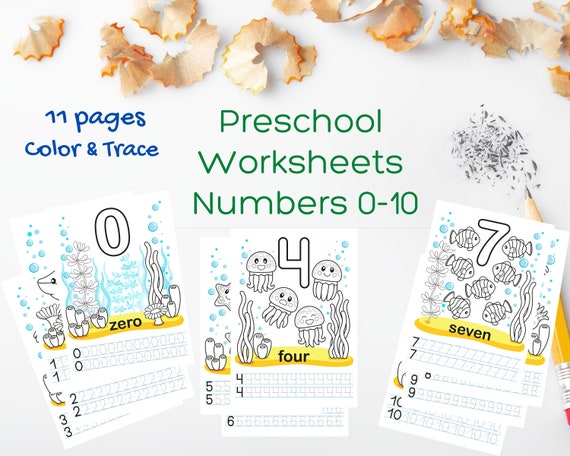 preschool worksheets numbers practice worksheets preschool etsy
