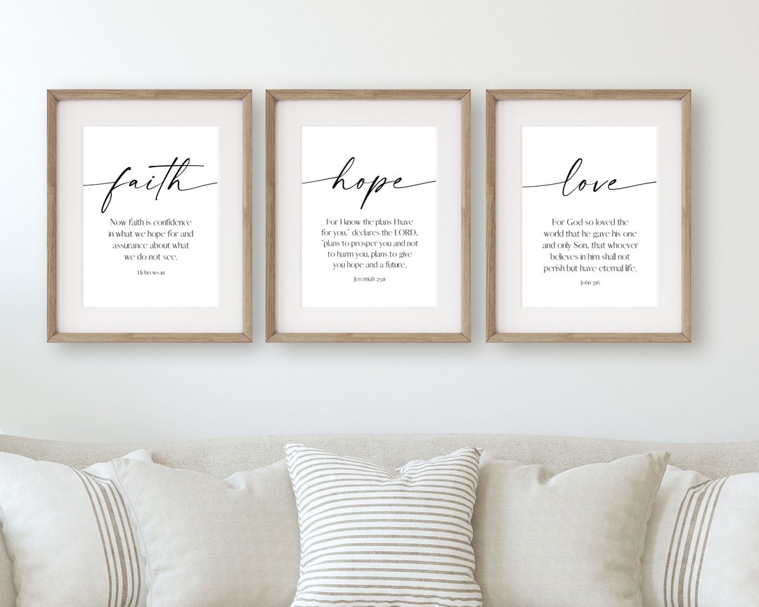Bible Verse Wall Art Black and White Printable, Faith Hope Love, Bible ...