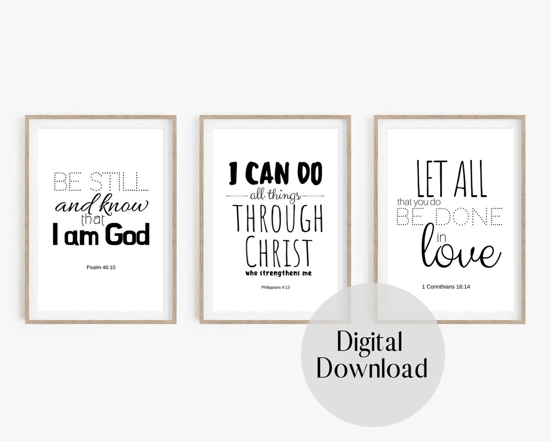 Set of 3 Bible Verse Prints - Scripture Wall Art - Christian Home Decor ...