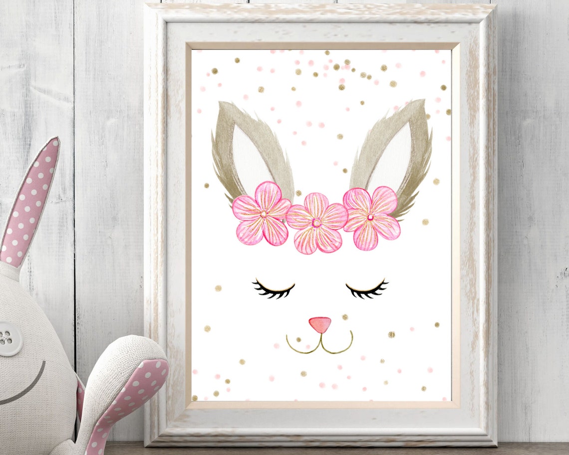 Bunny Nursery Wall Art - Bunny Baby Girl Decor - Bunny Print ...