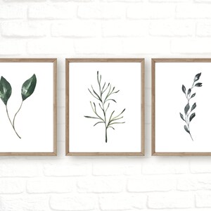 set of 3  botanical prints, minimalist plant prints, simple plant wall art, simple botanical wall decor, minimalist leaf wall art, plant art
