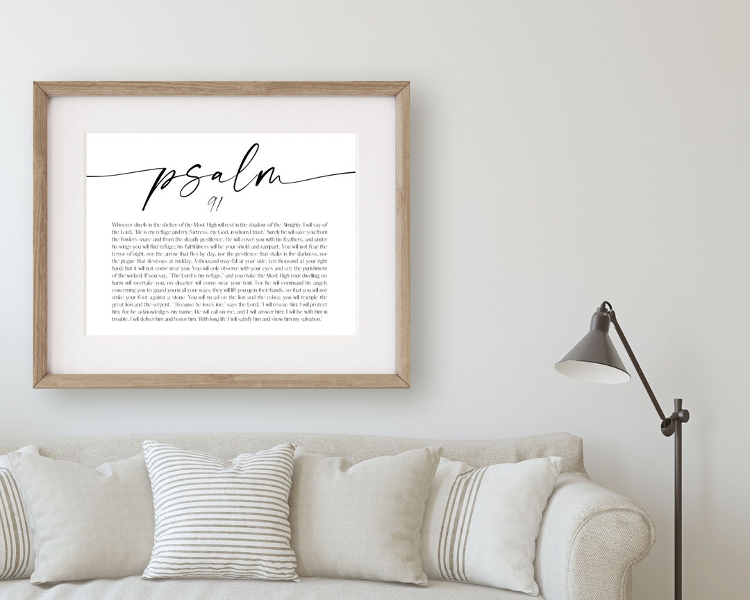 Horizontal Bible Verse Wall Art Psalm 91 Christian Wall Etsy