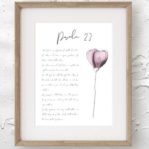 Purple bible verse wall art, Psalm 23, The Lord is my shepherd, watercolor christian wall art, modern scripture print, botanical bible verse