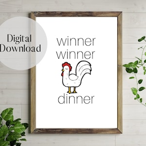 kitchen wall art - farmhouse decor - winner winner chicken dinner - digital download