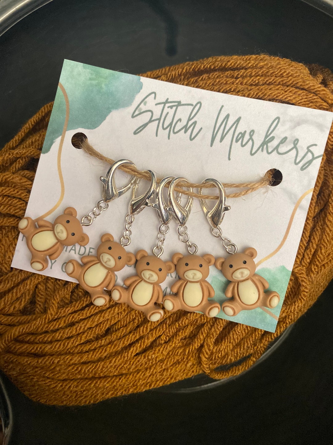 Teddy Bear Stitch Markers, Crochet Stitch Markers, Lobster Clasp Stitch