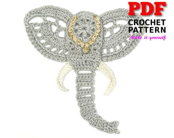 Crochet Elephant Applique Pattern: PDF Instant Download