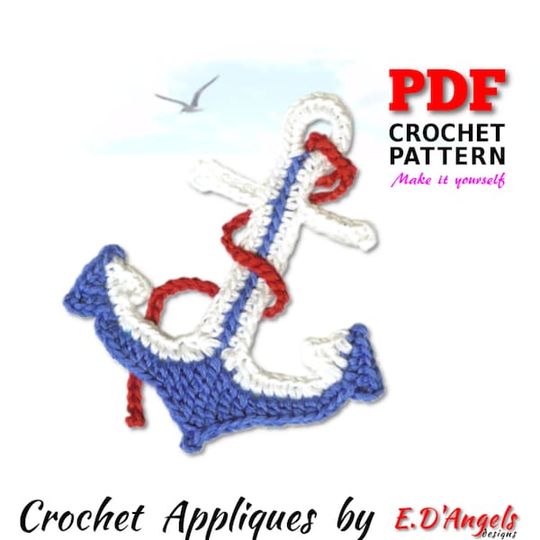 Crochet pattern, Crochet ANCHOR, Applique pattern, Crochet Embellishment, PDF Instant Download