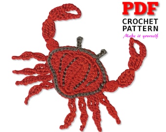 Crochet pattern, Applique pattern, Crochet CRAB Applique, Sea Animal Applique pattern, Crochet Embellishment, PDF Instant Download