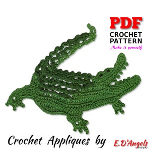 Crochet pattern, Crochet Crocodile Applique, Alligator Applique pattern, Crochet Embellishment, PDF instant Download