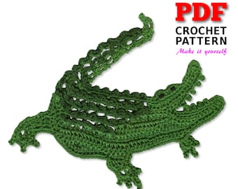 Crochet pattern, Crochet Crocodile Applique, Alligator Applique pattern, Crochet Embellishment, PDF instant Download