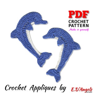 Crochet pattern, Crochet Two DOLPHINS, Applique Pattern, PDF Instant Download, 2 in 1- Looking to the left and looking to the right