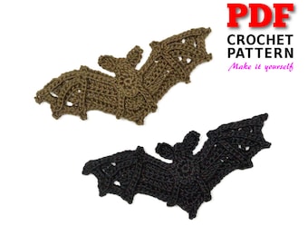 Crochet Pattern, Crochet BAT Applique, Applique Pattern, Halloween Crochet Embellishment, PDF Instant Download