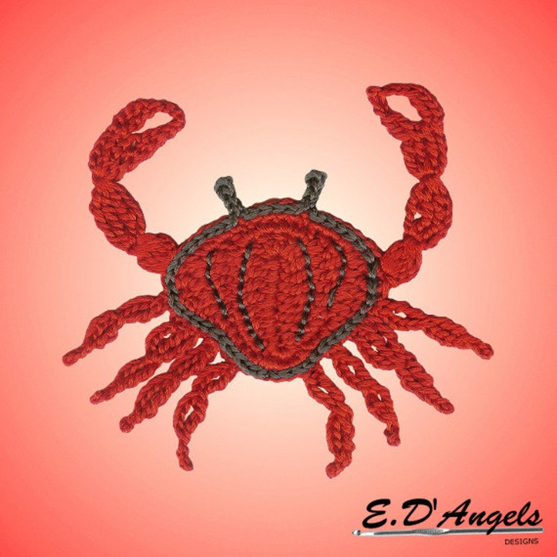 Crochet Pattern Applique Pattern Crochet CRAB Applique Sea Etsy