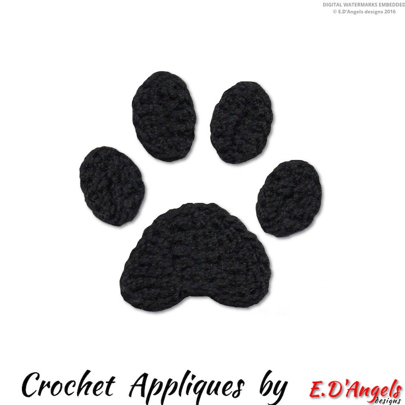 Crochet Pattern Paw Print Applique Paw Pattern Dog Paw Etsy