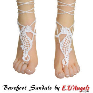 Barefoot sandals, crochet pattern, barefoot sandals wedding, bridesmaid gift, barefoot shoes, SEAHORSE Sandals, beach wedding shoes, crochet image 3