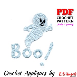 Crochet, Ghost pattern, Halloween Crochet Pattern, BOO! GHOST Applique Pattern, Crochet Pattern, Halloween pattern, Instant Download