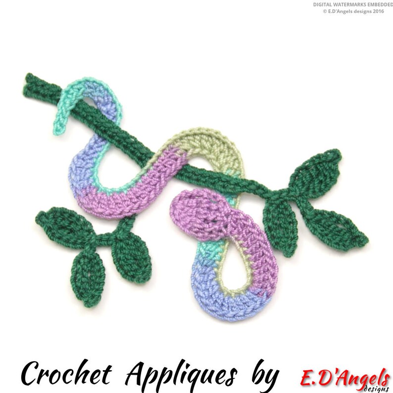 Crochet Pattern Crochet SNAKE on the Branch Applique Etsy