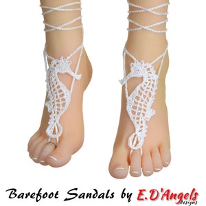 Barefoot sandals, crochet pattern, barefoot sandals wedding, bridesmaid gift, barefoot shoes, SEAHORSE Sandals, beach wedding shoes, crochet image 4