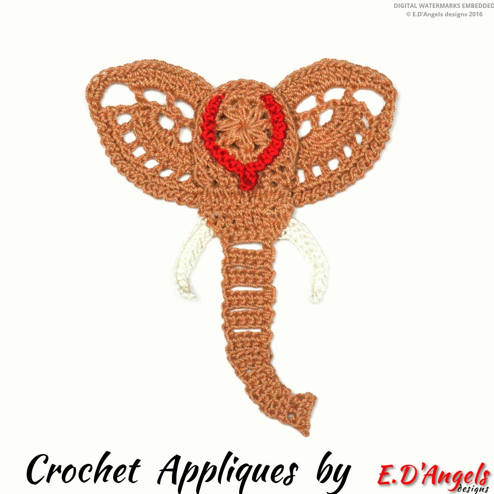 Crochet Pattern Crochet ELEPHANT Applique Applique Pattern Etsy